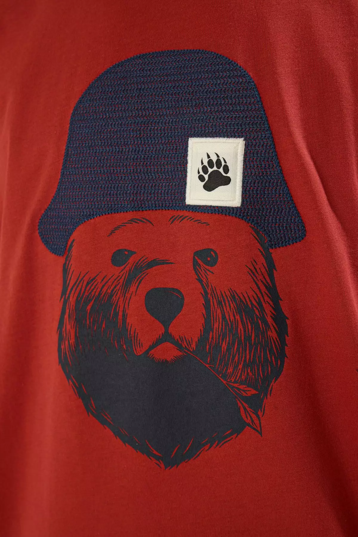 Brick Oversize/Wide Cut Applique Hat Detail 100% Cotton Short Sleeve T-Shirt TMNSS25TS00016