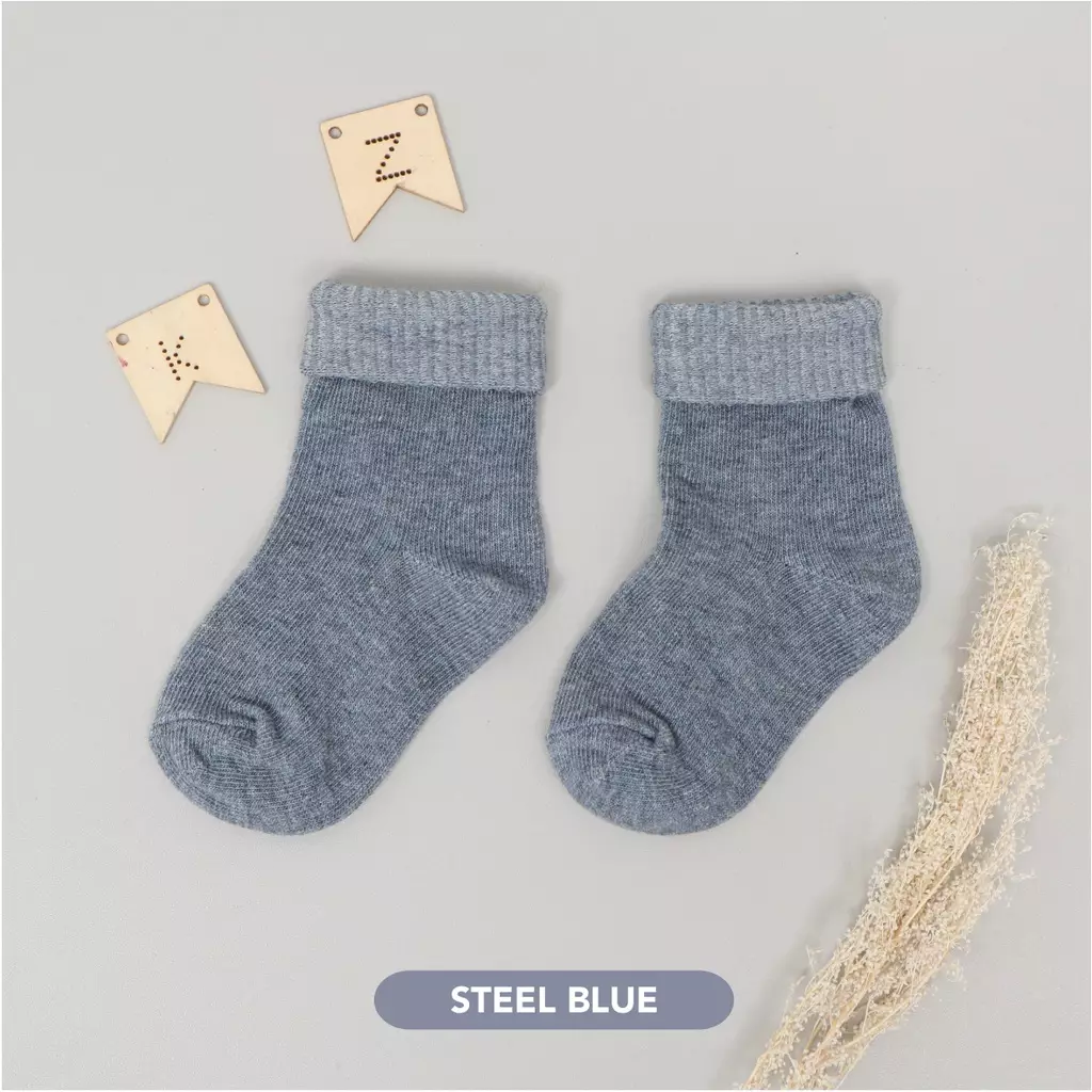 Mooi Folded Socks Kaos Kaki Anak - Steel Blue