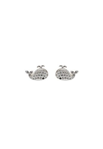 ZITIQUE silver Women's Diamond Embedded Whale Earrings - Silver 96C92ACC53A6E4GS_1