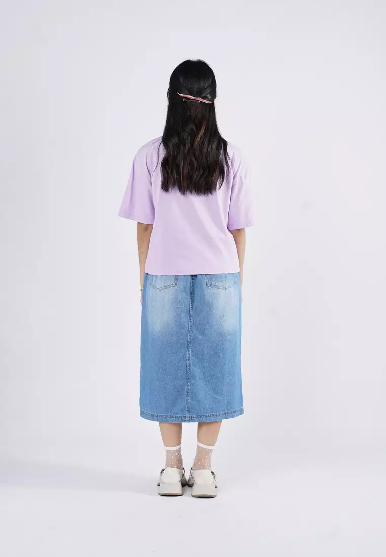 3Second Women's Basic T-Shirt Short Sleeve Boxy Fit Cotton Logo Script 3 OL-C080925