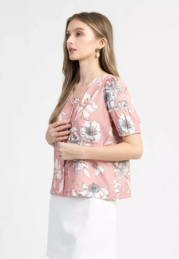 Nadine Floral Button-Up Blouse