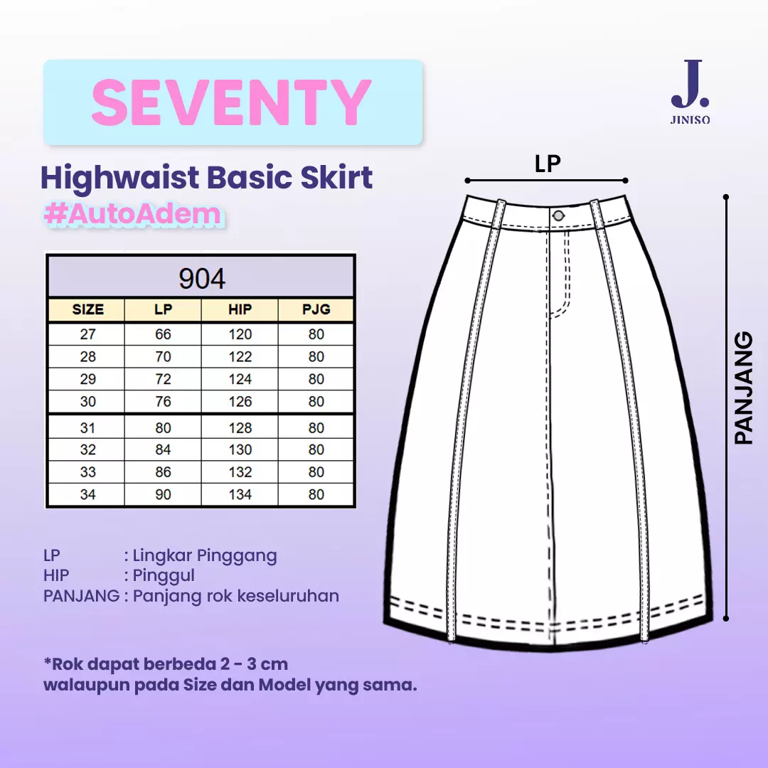 Highwaist Rok A-Line Jeans Panjang 904 SEVENTY