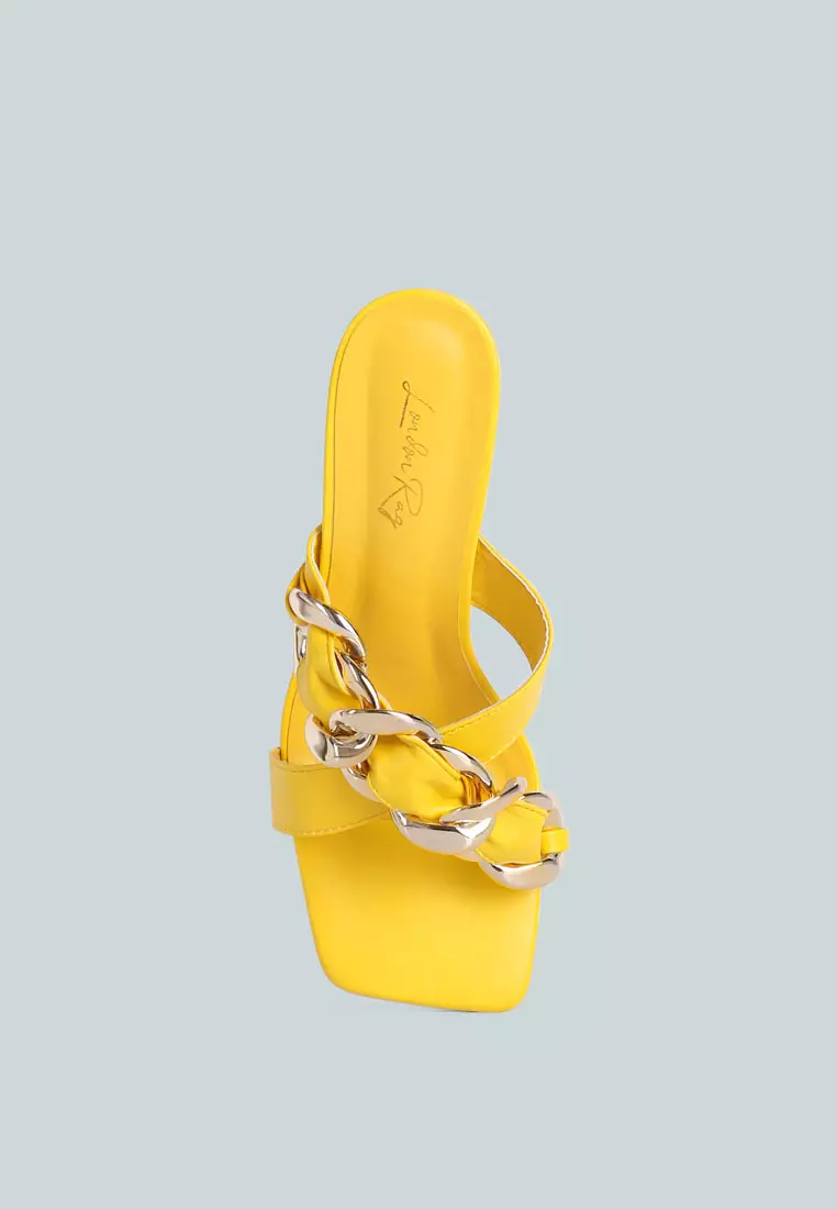 Buy London Rag Yellow Clear Heel Chain Detail Sandals 2024 Online