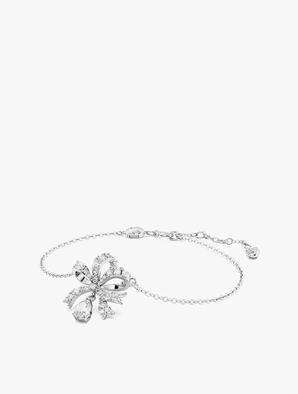 Volta Bracelet, Bow, White, Rhodium Plated - White