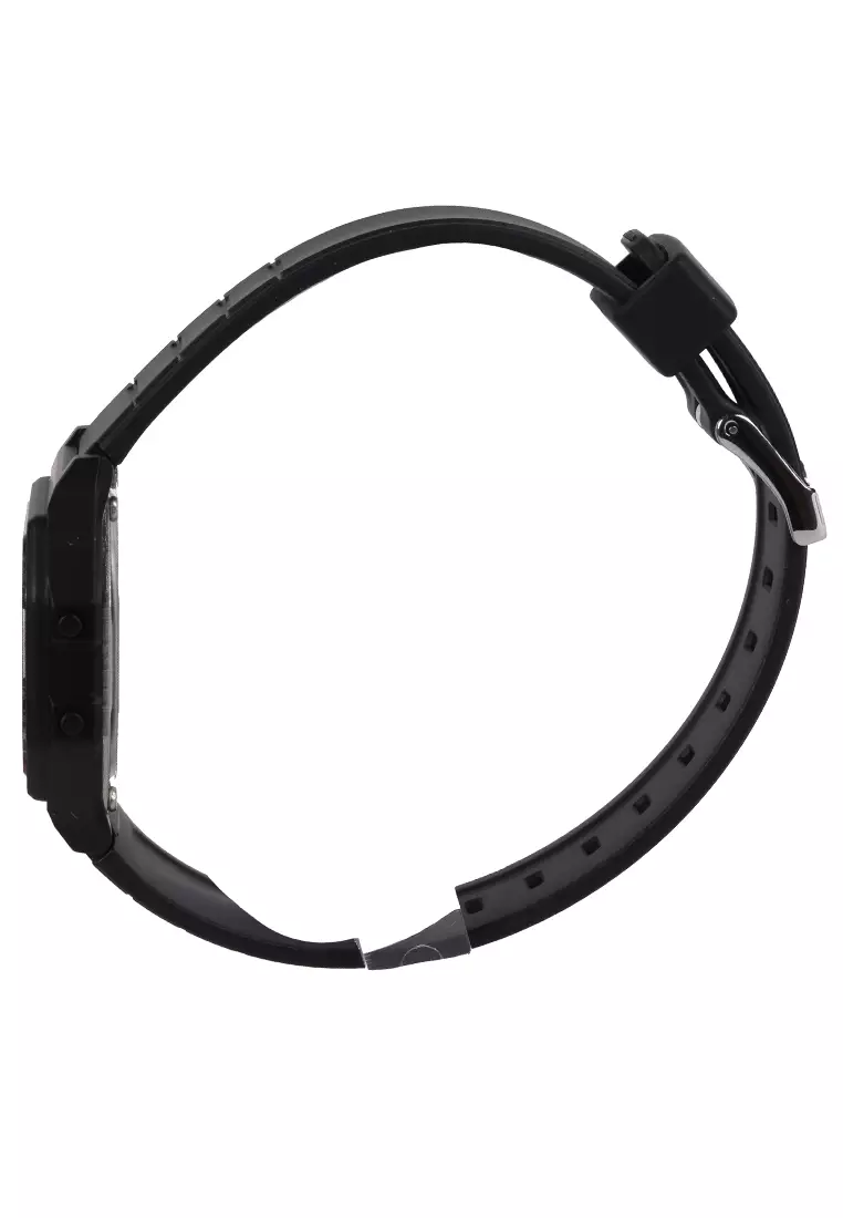 Jam Tangan Wanita Q&Q Fashion M173J012Y Ladies Digital Dial Black Rubber Strap [No Box]