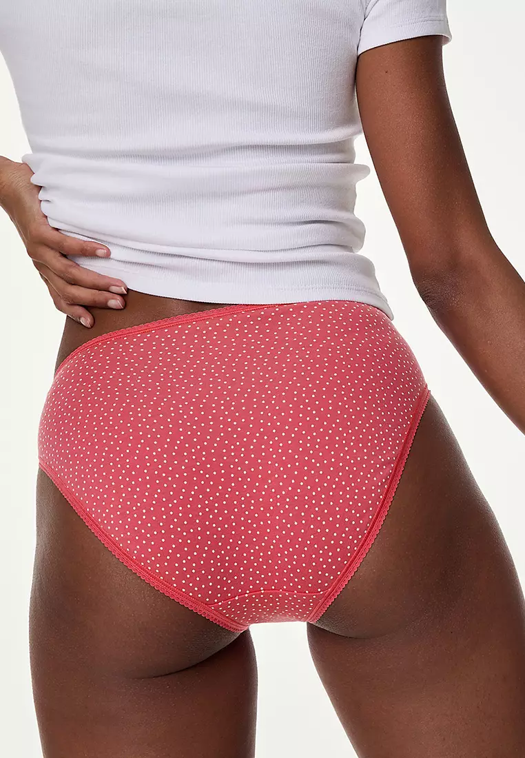5pk Cotton Lycra™ High Leg Knickers