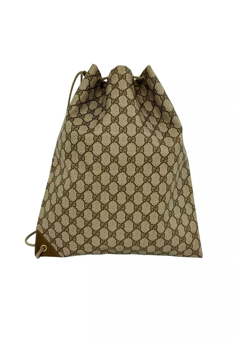 Pre-Loved Gucci Gg Supreme Drawstring Bag