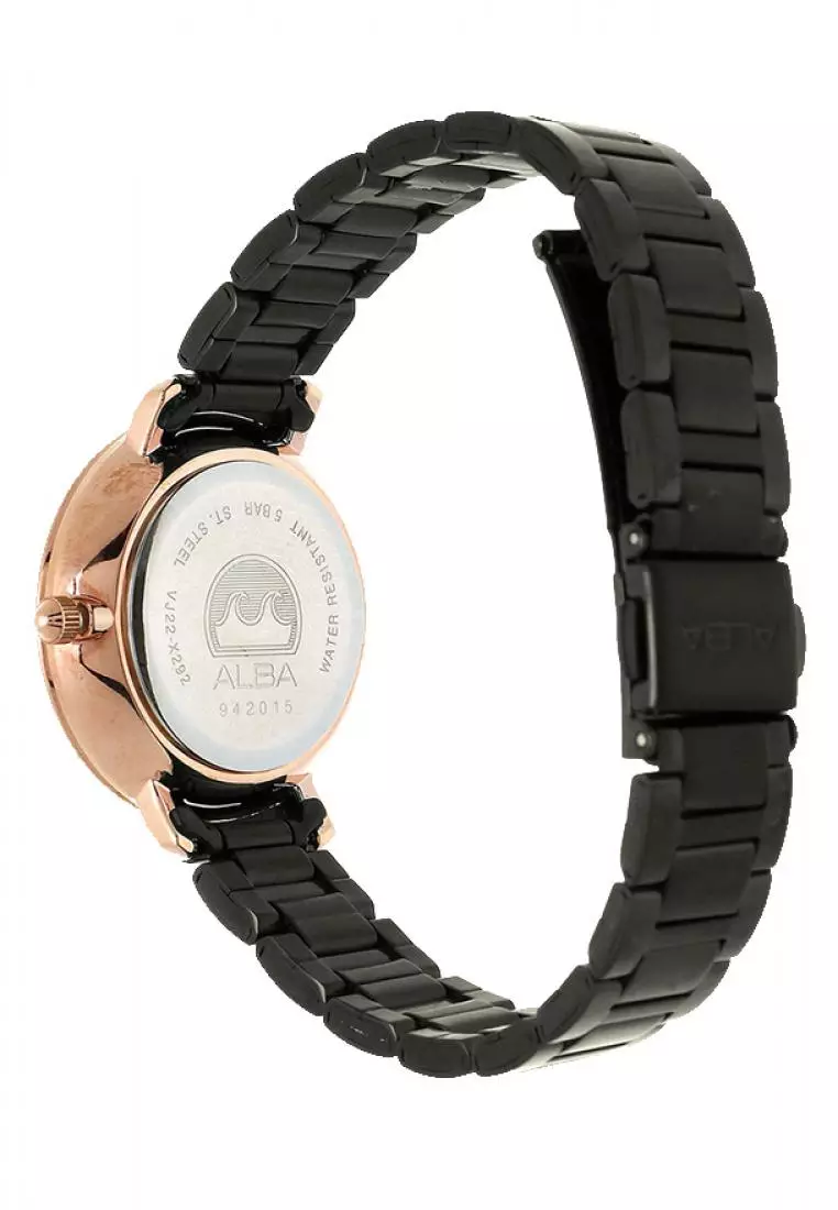 Jam Tangan Wanita Alba Original Garansi Resmi AH7T06 AH7T06X1 Strap Stainless Steel Black