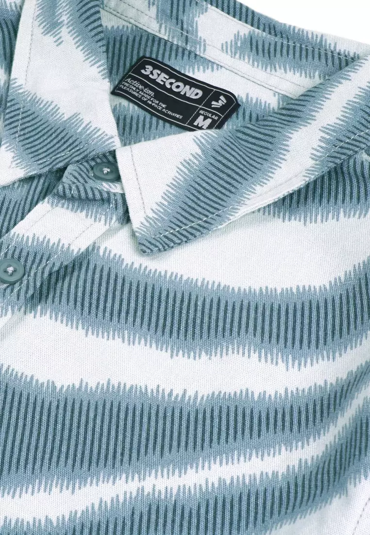 3Second Men's Printed Linen Viscose Long Sleeve Shirt Owen C040224