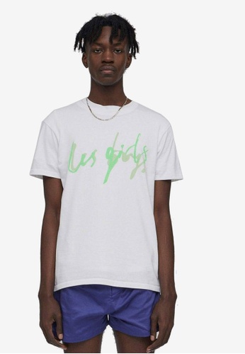 Les Girls Les Boys white Single Jersey Scratchy Font T-Shirt F9A6BAA5C30689GS_1
