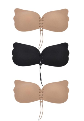 Kiss & Tell black and beige 3 Pack Amara Butterfly Seamless Bra in 2Nude and 1Black E24D5US9063CFAGS_1