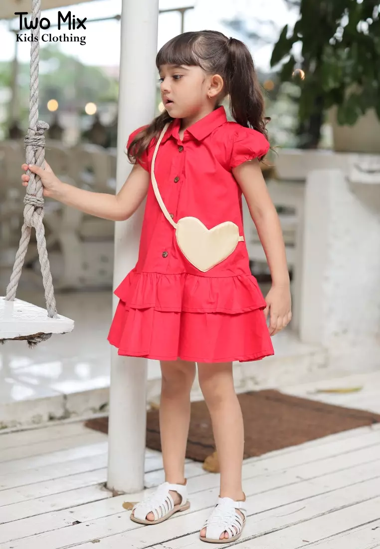 Two Mix Dress Anak Cewek Lucu - Baju Anak Perempuan 1-8 Tahun 4338