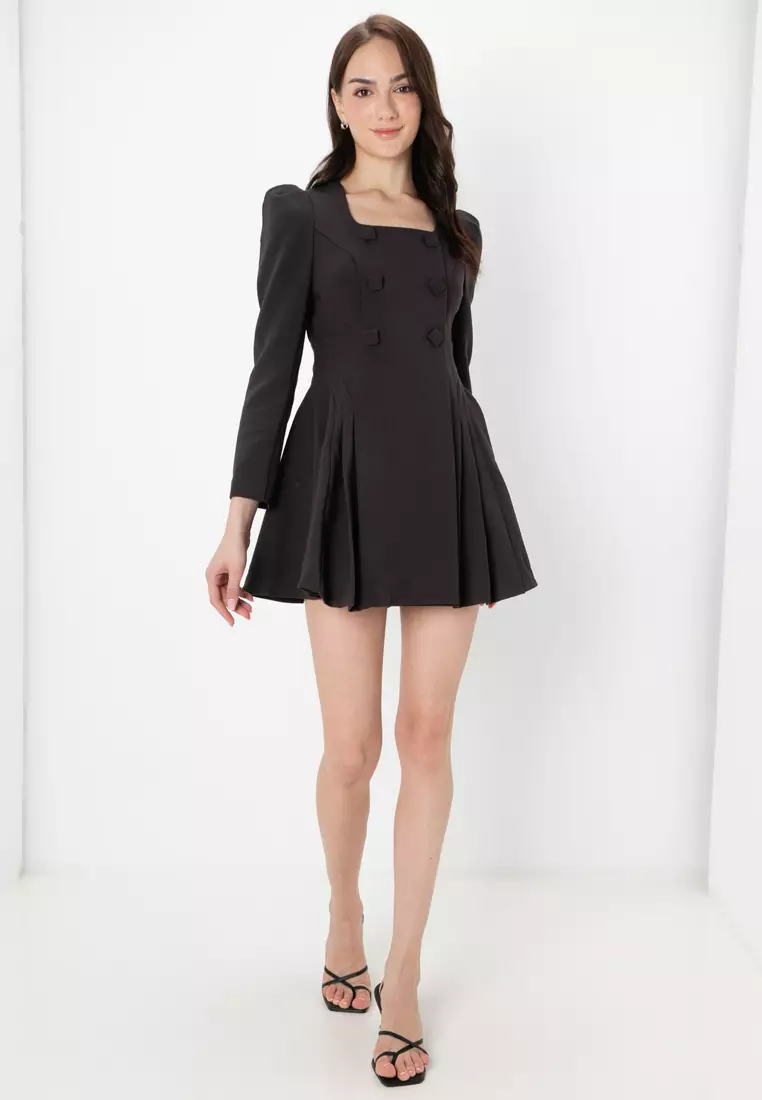 blazer skater dress boohoo Women's Plus Skater Skirt Blazer Dress in Butter | Size: 14