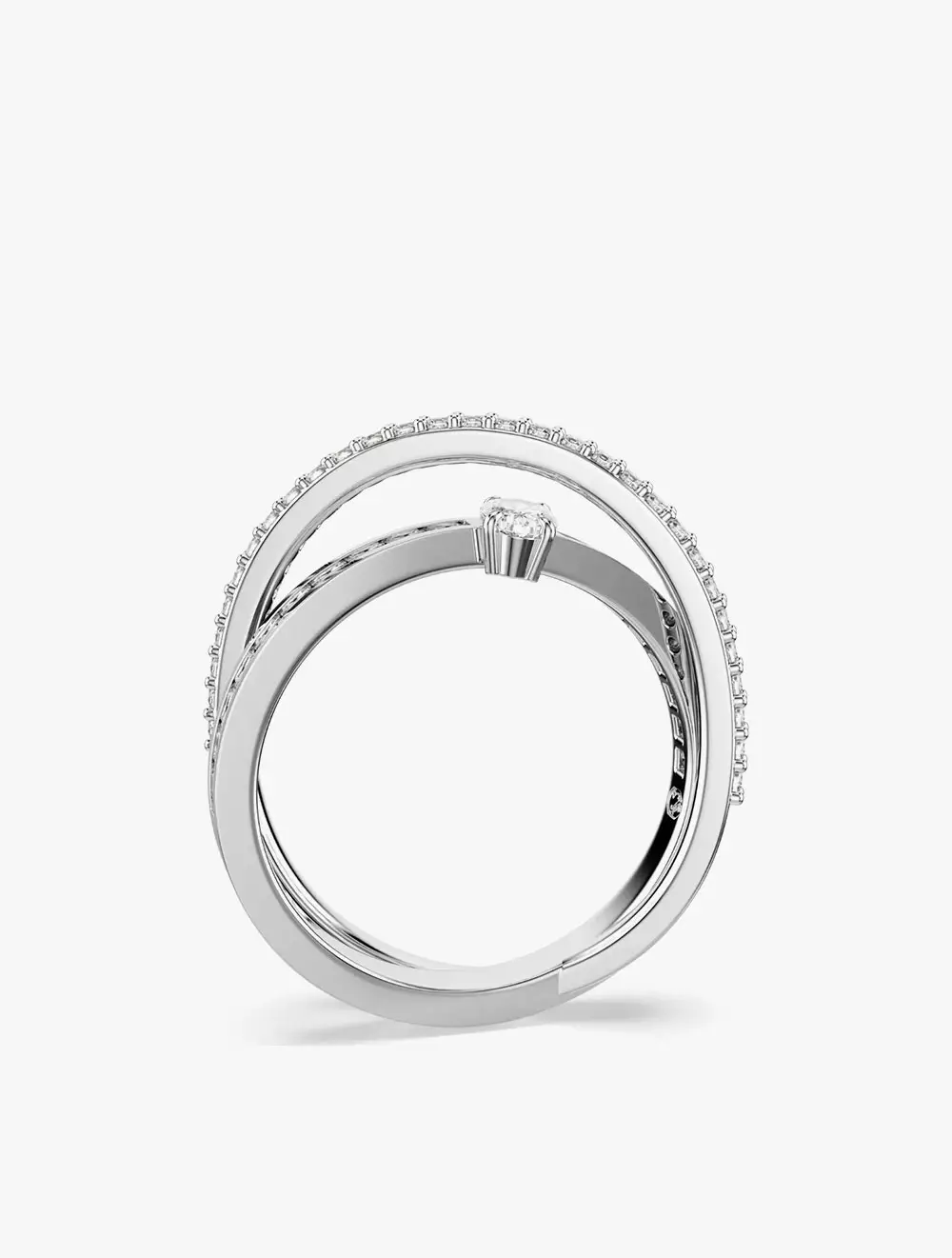 Hyperbola Ring, Mixed Cuts, White, Rhodium Plated - 52 - White