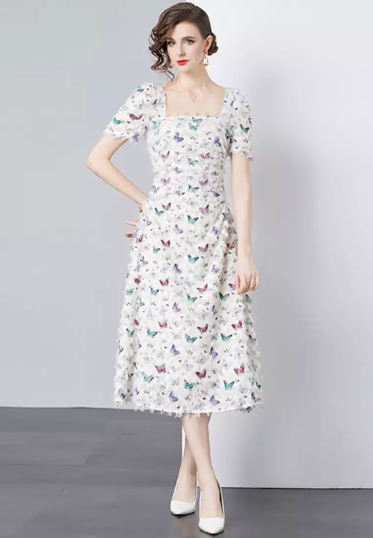 2024 new sweet butterfly pattern dress K071708