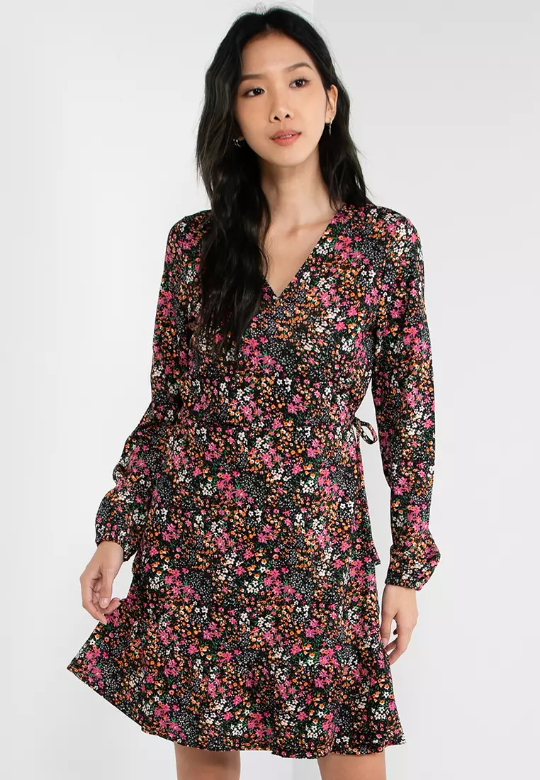 Jual ONLY Ova Long Sleeves Wrap Dress Original 2023 | ZALORA Indonesia ®