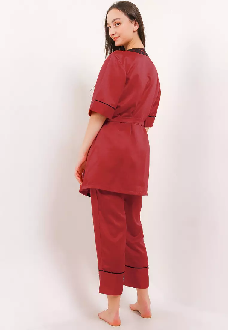 Kimono Satin Silk Set Seksi Sexy Dress Couple Mens  Tanktop Sleepwear