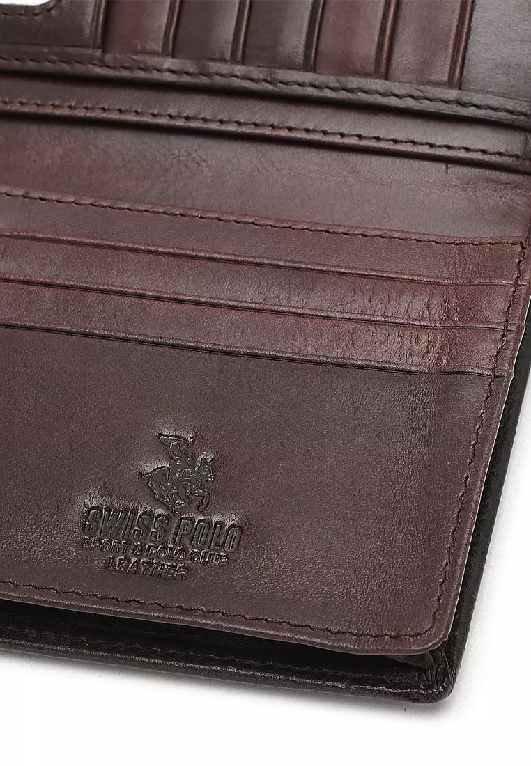 Genuine Leather RFID Blocking Long Wallet - Brown