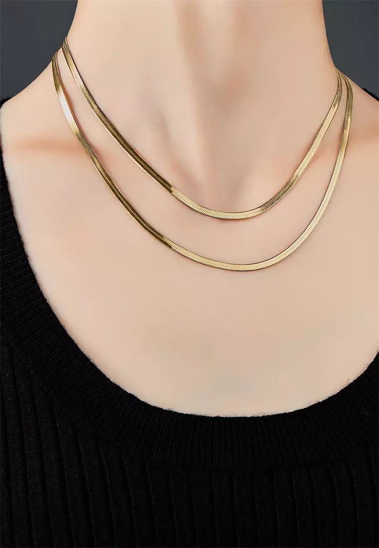 Grace 㳀金色不鏽鋼 双圈蛇骨鏈