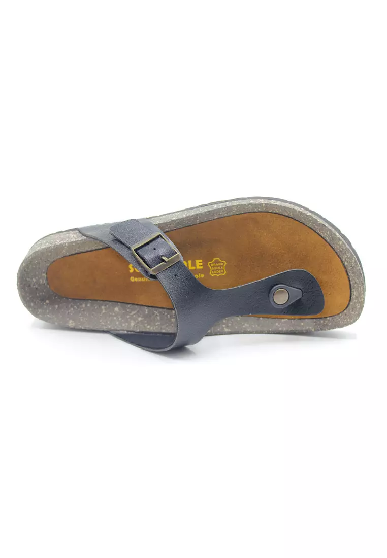 Rome - Black Leather Sandals & Flip Flops & Slipper