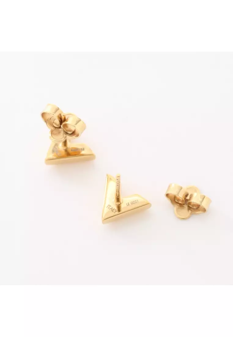 LOUIS VUITTON Brass Essential V Stud Earrings Gold 295734