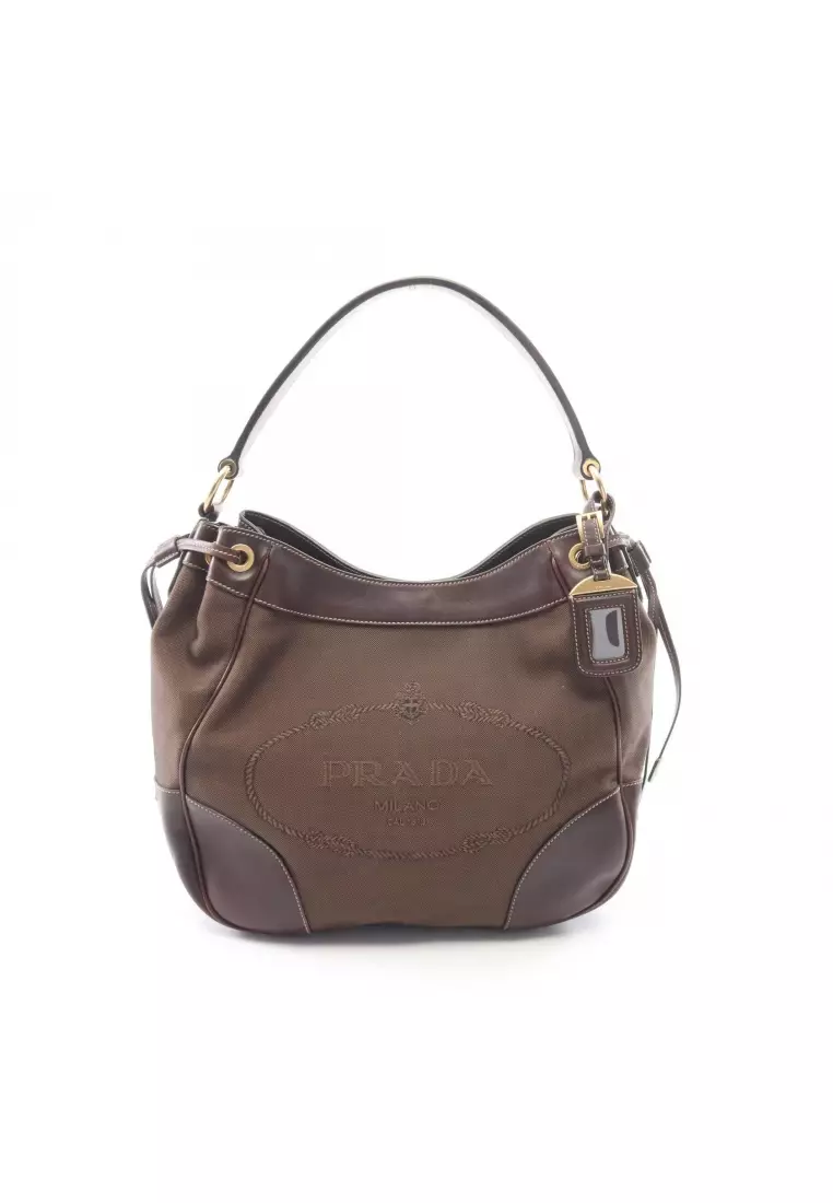 Prada Pre-Loved Prada LOGO JACQUARD logo jacquard one shoulder bag 