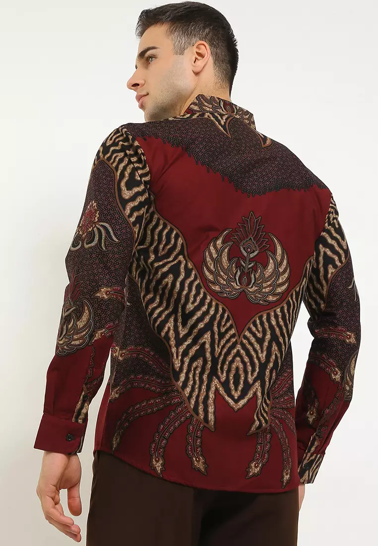 BATIK TALENTA EXCLUSIVE Lengan panjang slimfit  GRIL RED 02