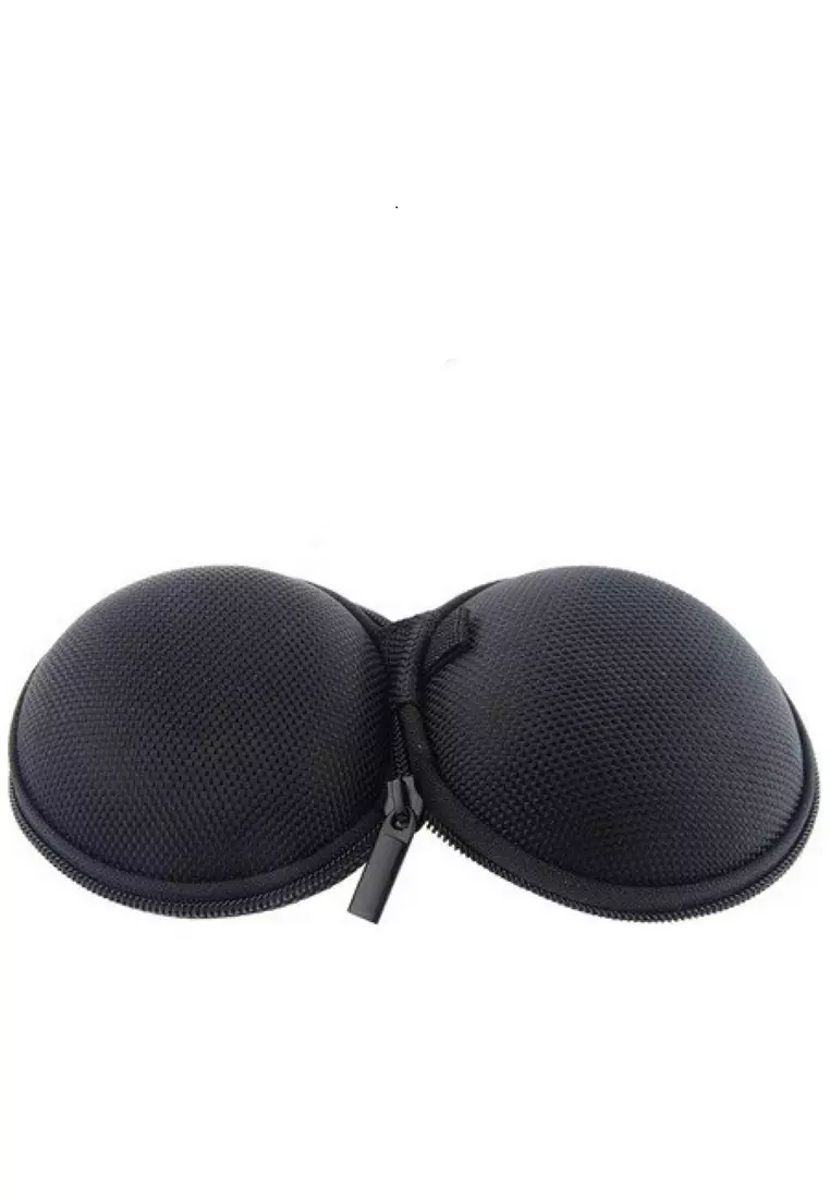 Grew Tas Earphone Case Bentuk Bulat Design Klasik Material Nylon ORIGINAL - Black