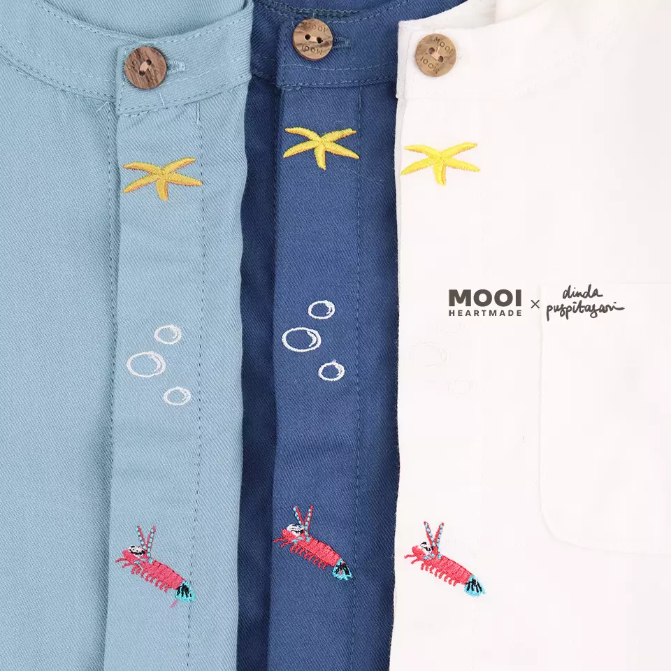 Mooi X Dinda Puspitasari Kemeja Dewasa Glen Pocket Shirt Adult - White