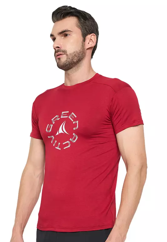 Premium Red Men's Eco-Stretch Bamboo Training T-Shirt