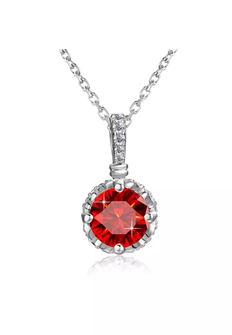 Garnet and 2025 diamond pendant