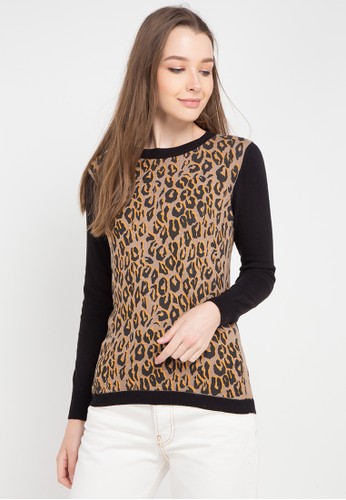 Peponi black and multi and beige Animal Print Blouse FCE7EAA43C4CD6GS_1