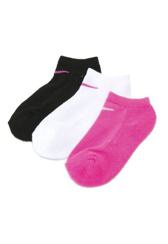 Nike pink Nike Unisex's Metallic Swoosh 3 Pieces Ankle Socks (4 - 5 Years) - Pink Pow 967DAKA26FB633GS_1