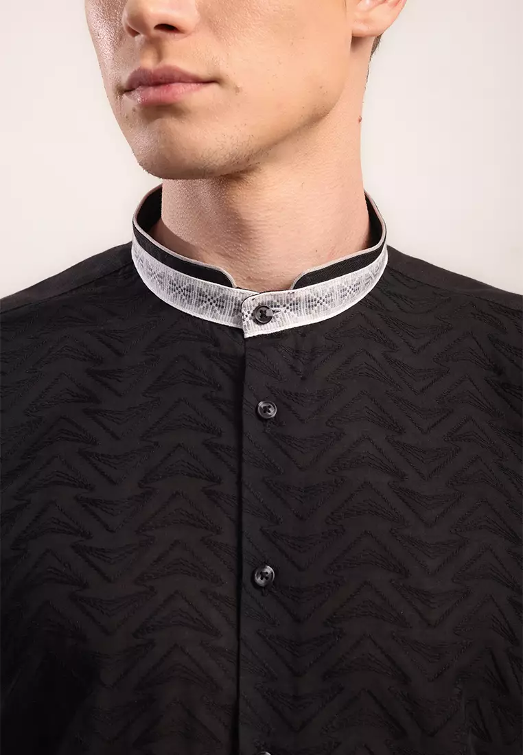 MOC Kemeja Koko Lengan Pendek Pria Kenya - Black