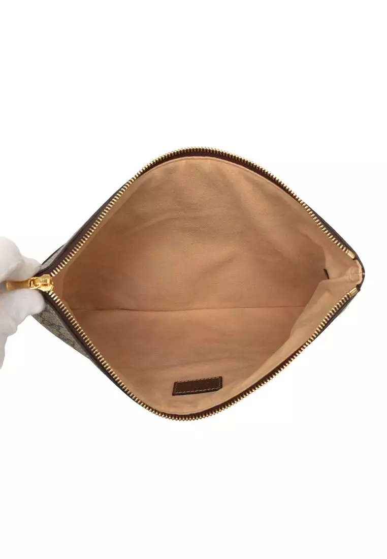 Pre-Loved Gucci Gg Supreme Web Ophidia Clutch