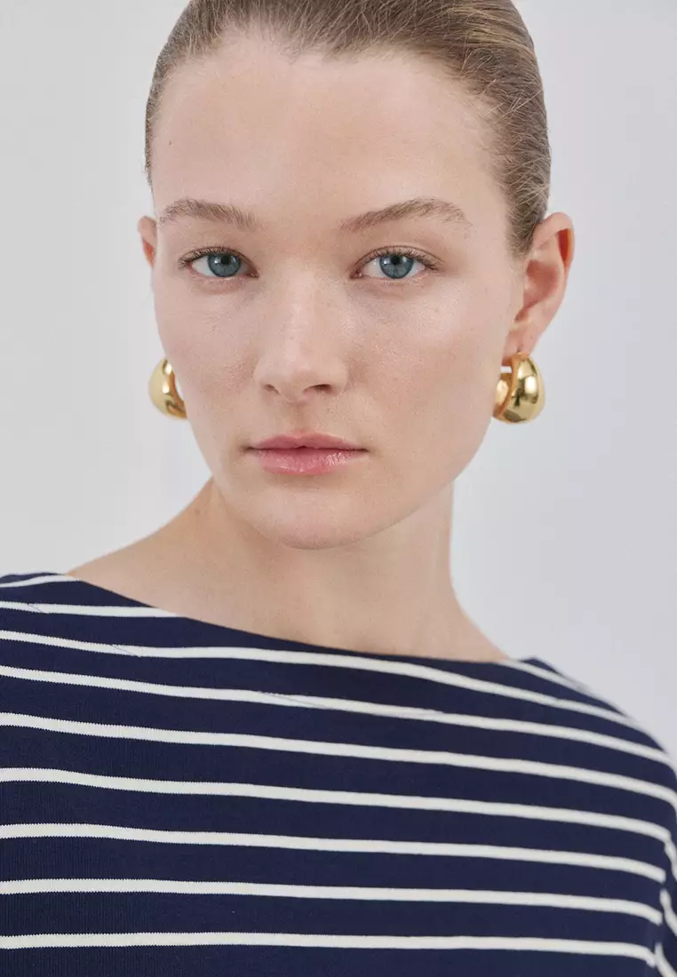 Striped Boat Neck Sweatshirt