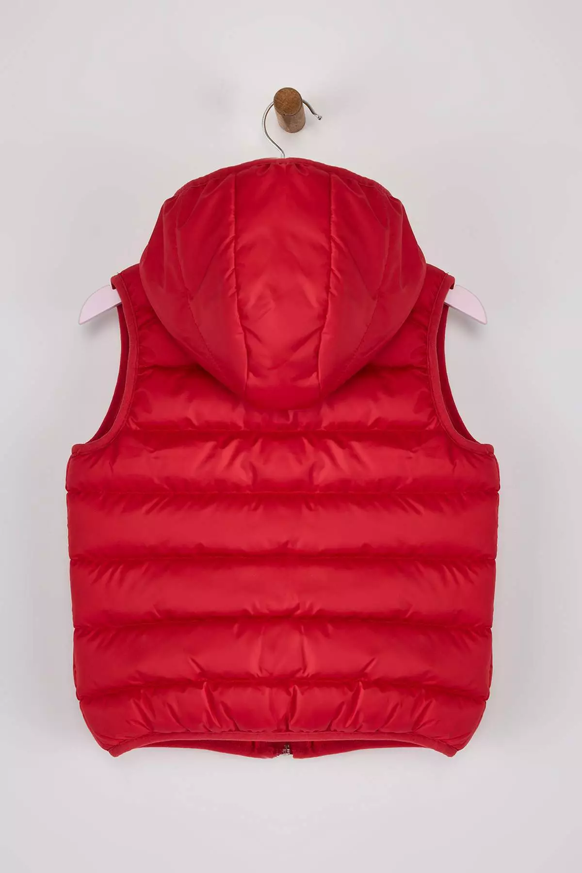 Red Unisex Children's Plain Hooded Regular Long Sleeve Vest Tkdaw26Ye00002