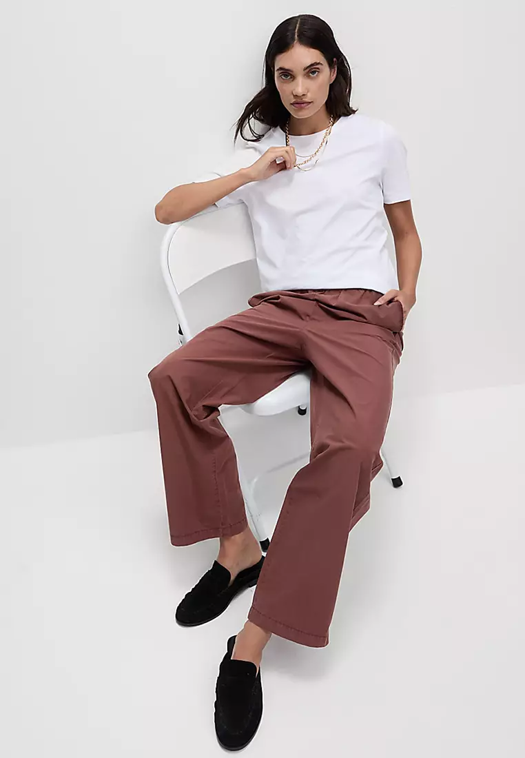 Pure Cotton Poplin Straight Leg Trousers