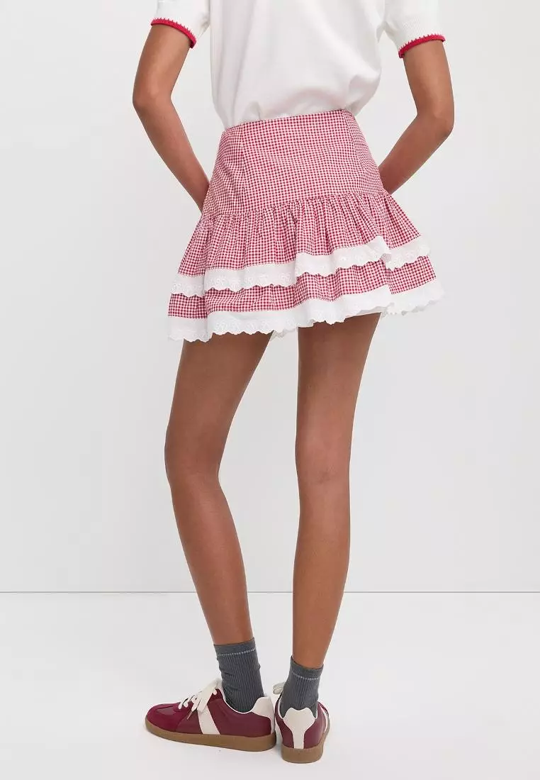 Gingham Tiered Mini Skirt