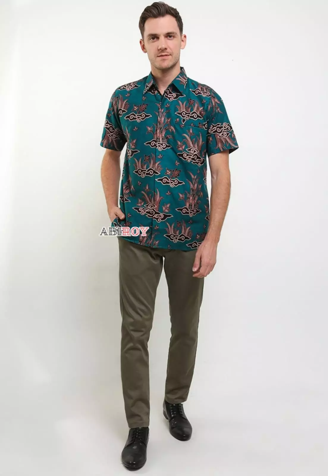 Kemeja Batik Pria Premium Slimfit Elegant Modern Lengan Pendek Agri Ijo
