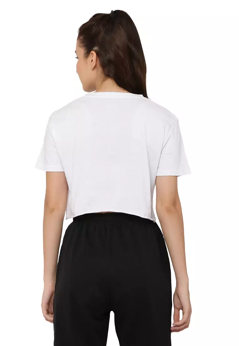 Atasan Crop Putih Pelatihan Wanita