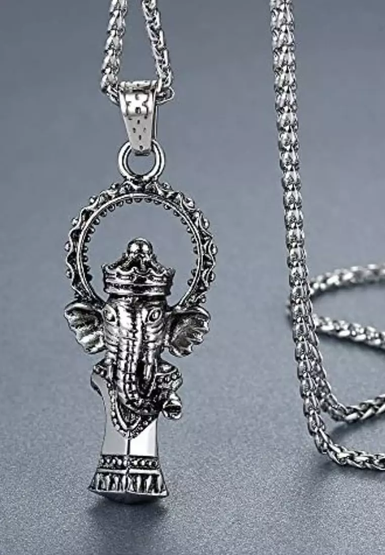 Aksesoris Kalung Pria Ganesha Stainless Steel Premium Necklace Silver
