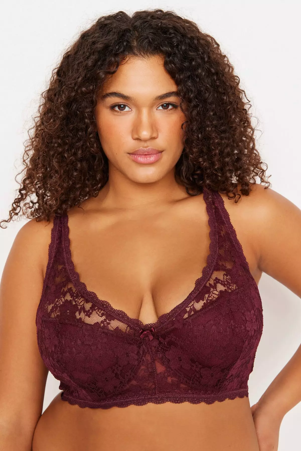 Trendyol Plus Size Claret Red Lace Containing Bra 2024, Buy Trendyol  Online