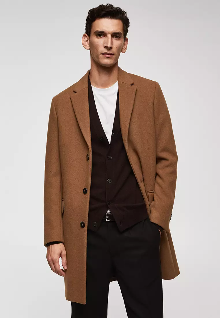 Buy MANGO Man Long Recycled Wool Coat Online | ZALORA Malaysia