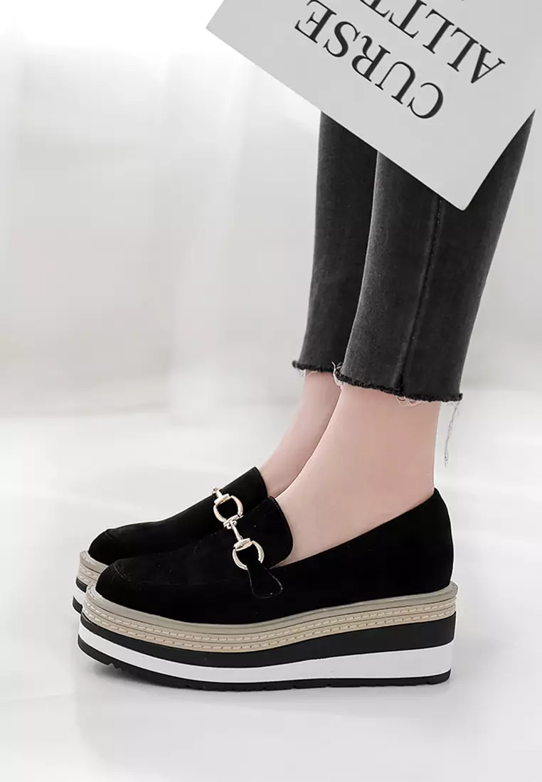 British Style Ferrule Round Toe Flatform Shoes LW1837