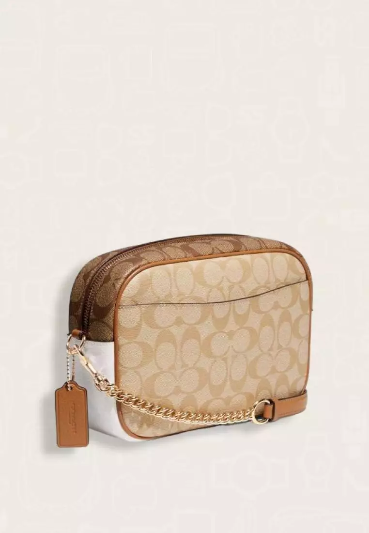 Coach Jamie Camera Bag In Blocked Signature Canvas Light Khaki Chalk Multi