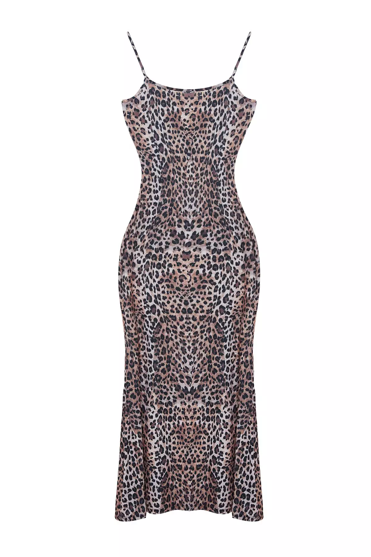 Brown Leopard Print Bodycone/Body-Fitting Strappy Knitted Maxi Dress Twoss23El2435