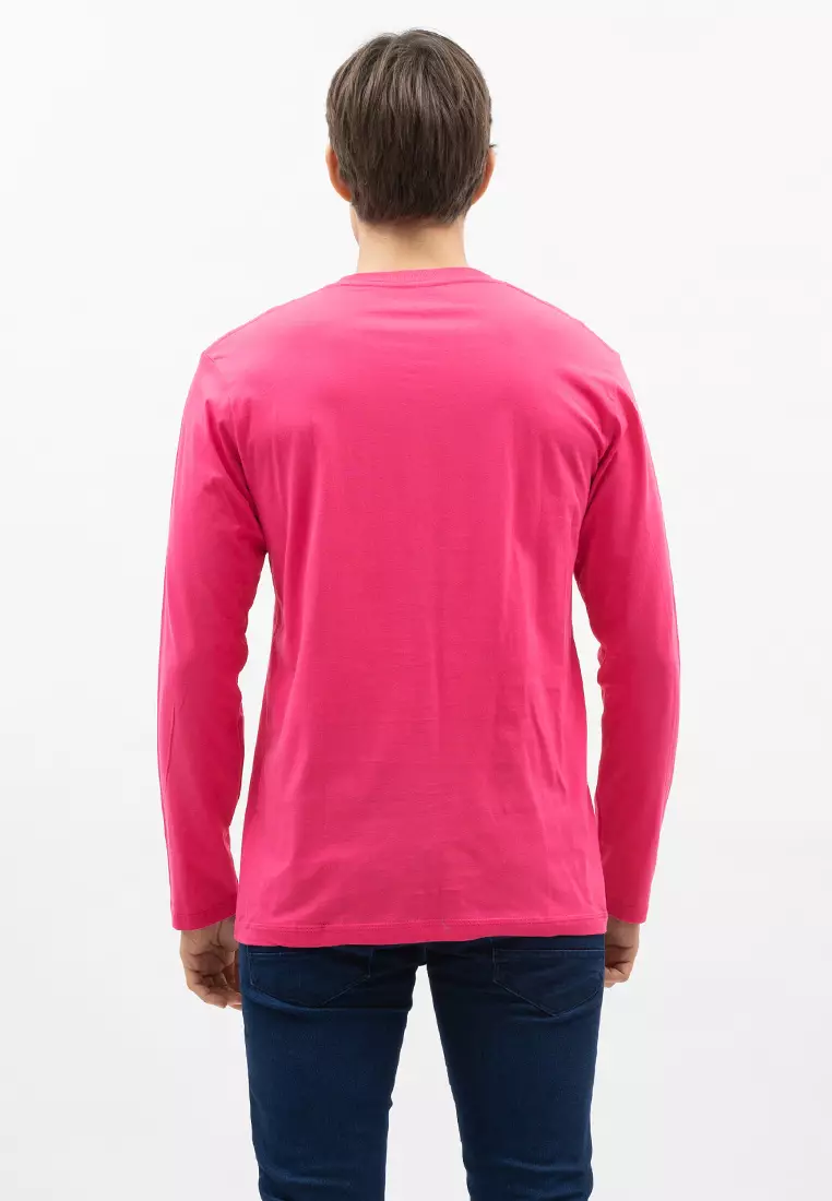 Houseofcuff Kaos Cotton Combed Lengan Panjang Pria Pink Fanta