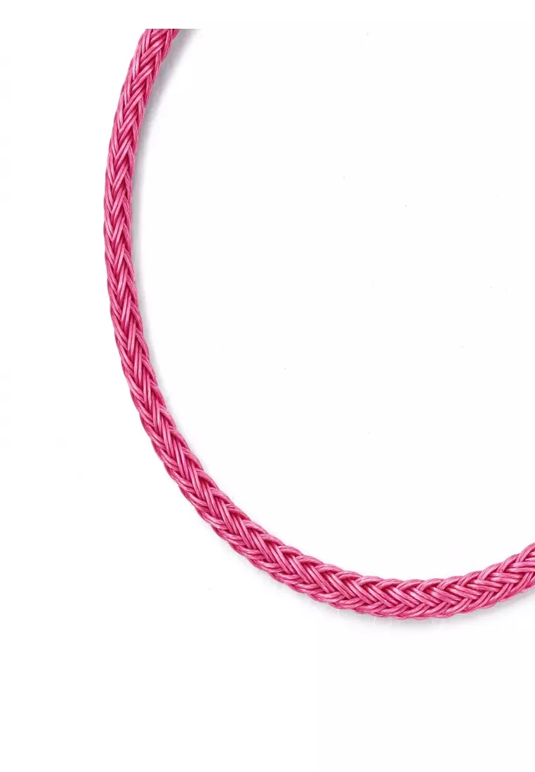 Stainless Steel Charm Bracelet for Women Neon Pink 3mm