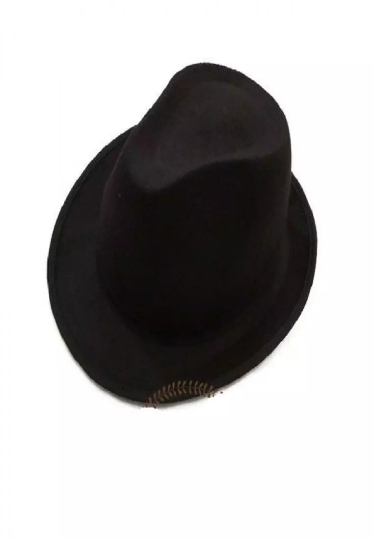 Topi Fedora Hat Fedora Hat Laken Hitam